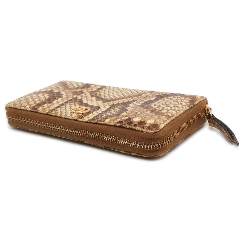 Gucci Zipper GG Marmont Long Python Wallet Round Black
